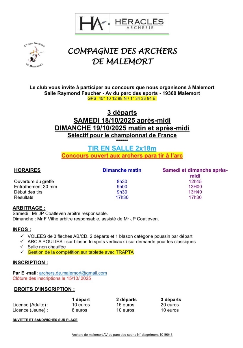 Concours en salle à 18 m 🏹